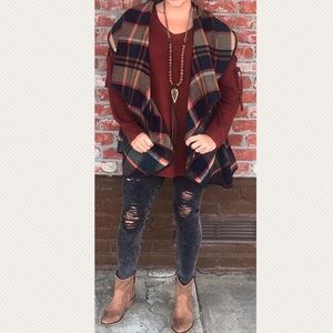 NWOT Peach Love Plaid Vest